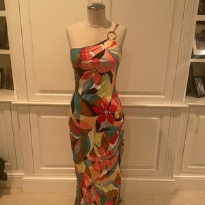 adorable multi colored dress with side slit size small brand new with tags
